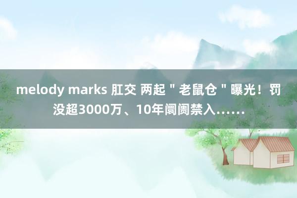 melody marks 肛交 两起＂老鼠仓＂曝光！罚没超3000万、10年阛阓禁入……