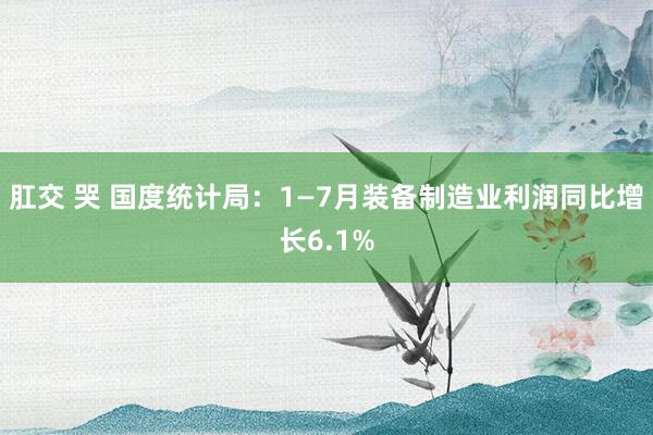 肛交 哭 国度统计局：1—7月装备制造业利润同比增长6.1%