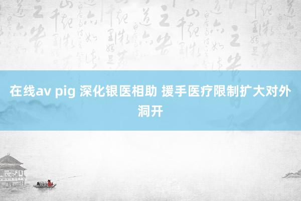 在线av pig 深化银医相助 援手医疗限制扩大对外洞开